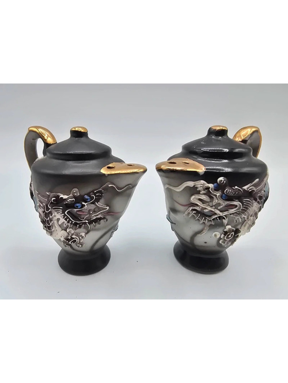 vintage Japanese Moriage Dragonware salt and pepper shakers